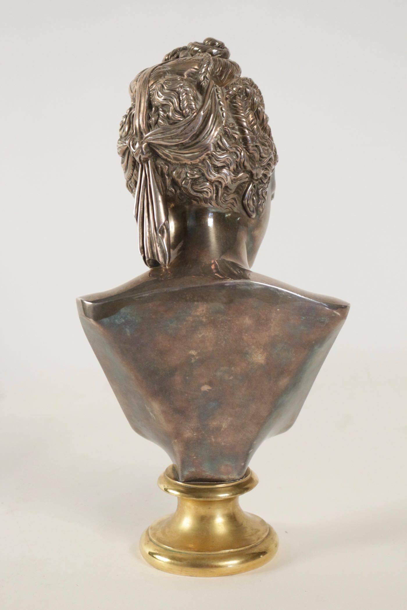 Buste of Diane in Bronze and Silver, Beginning of the 20th Century In Excellent Condition In Saint-Ouen, FR