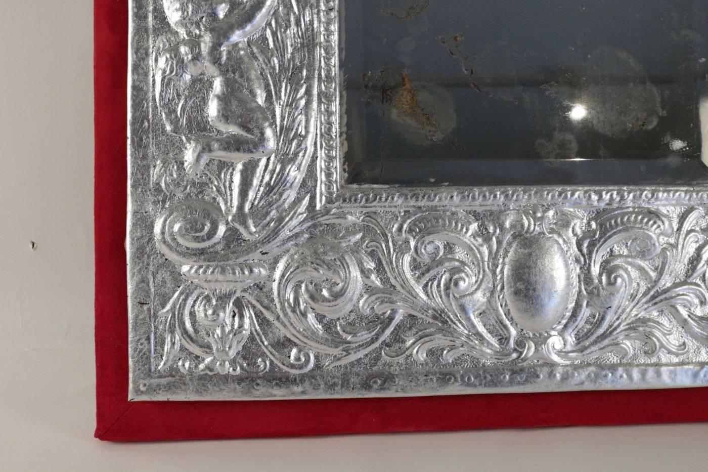 French Mirror in Silver Plate, 19th Century, Period Napoleon III