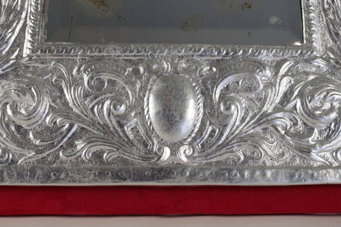 Silvered Mirror in Silver Plate, 19th Century, Period Napoleon III