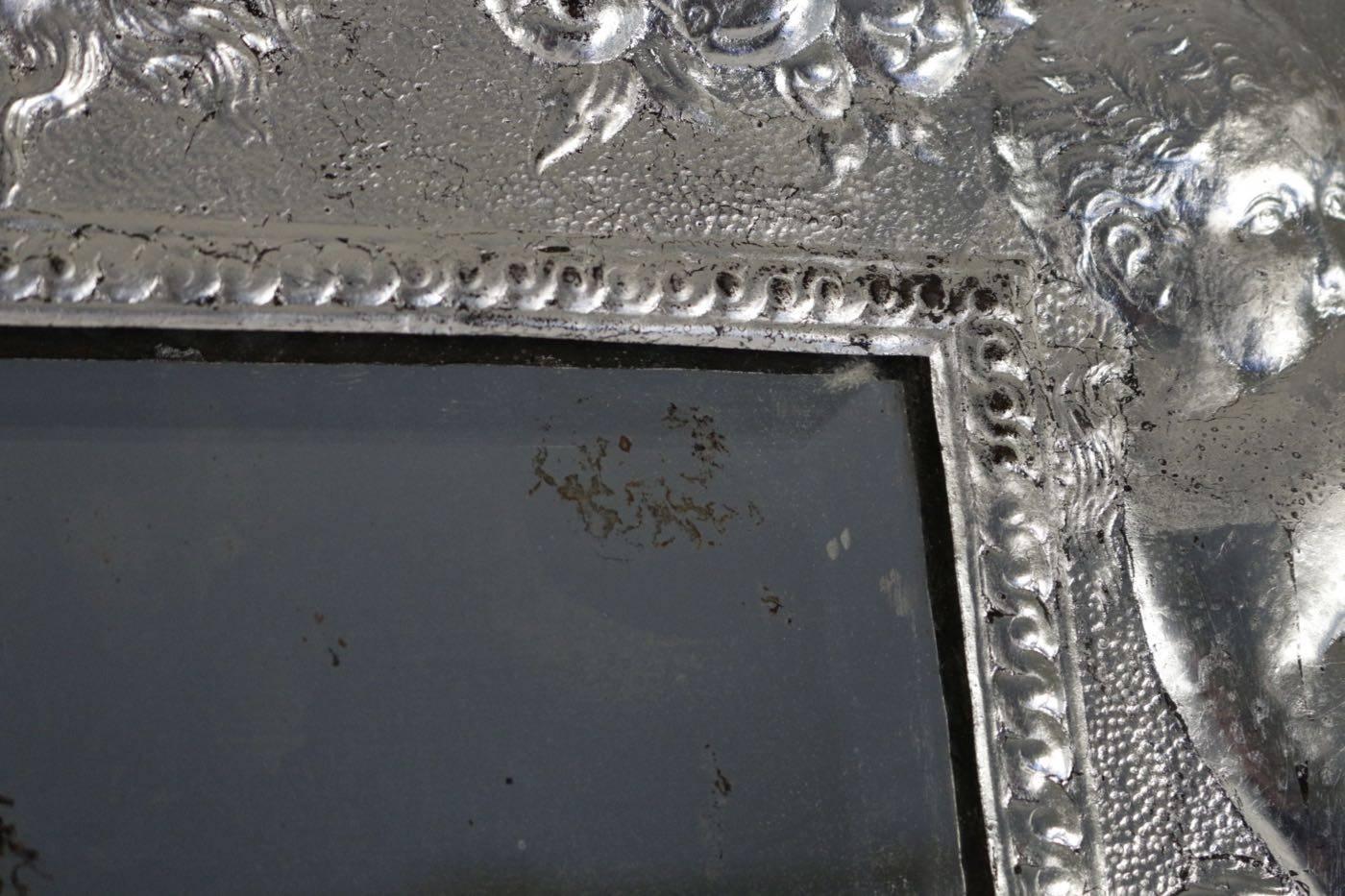 Metal Mirror in Silver Plate, 19th Century, Period Napoleon III