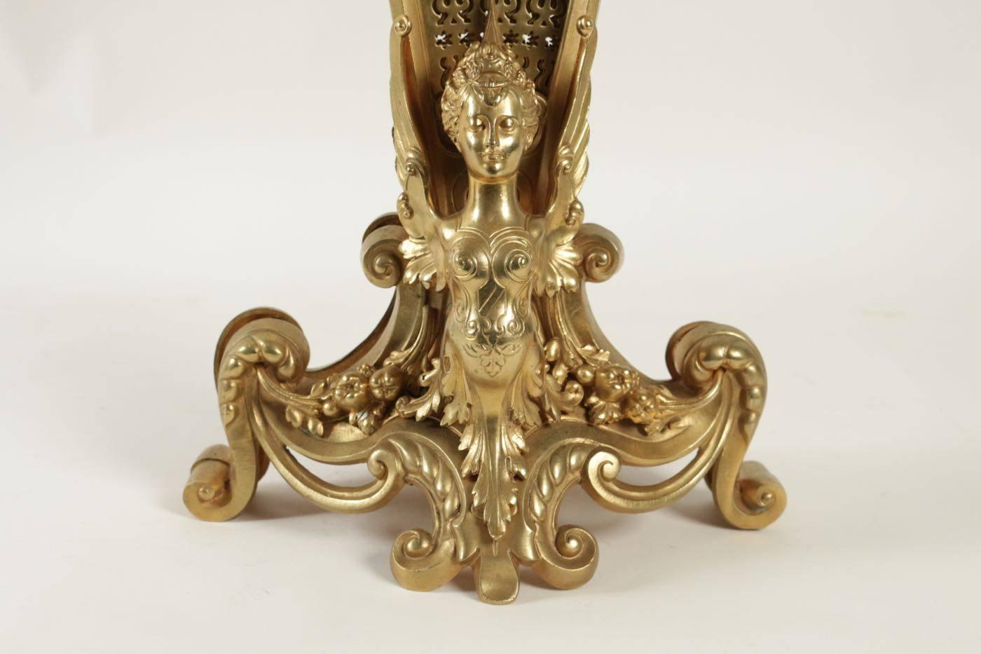 French Beautiful Fire Place Fan in Gold Gilt Bronze