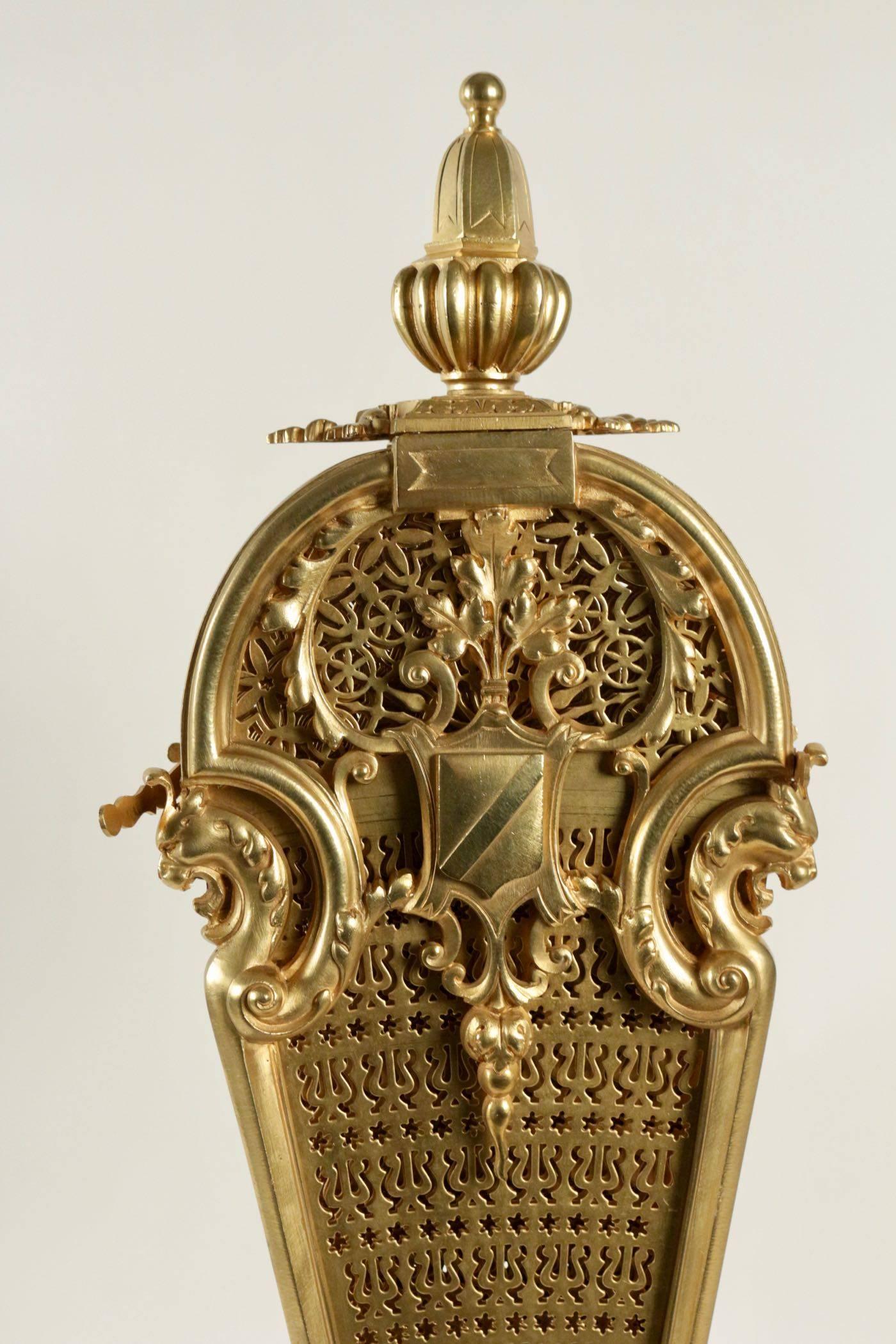 Napoleon III Beautiful Fire Place Fan in Gold Gilt Bronze