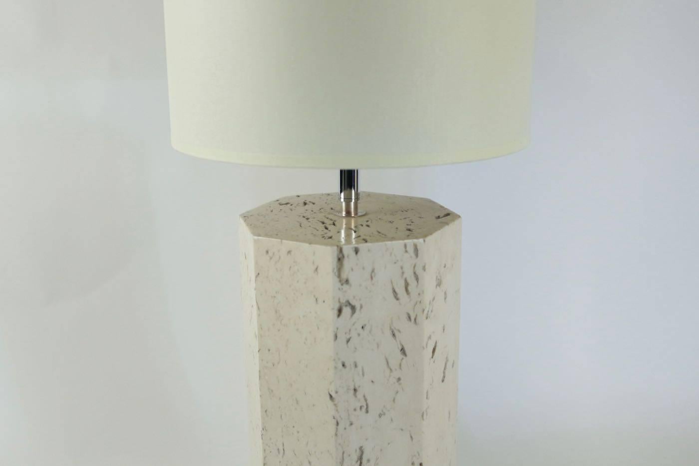 Mid-Century Modern Pair of Travertine Lamps, 1940s