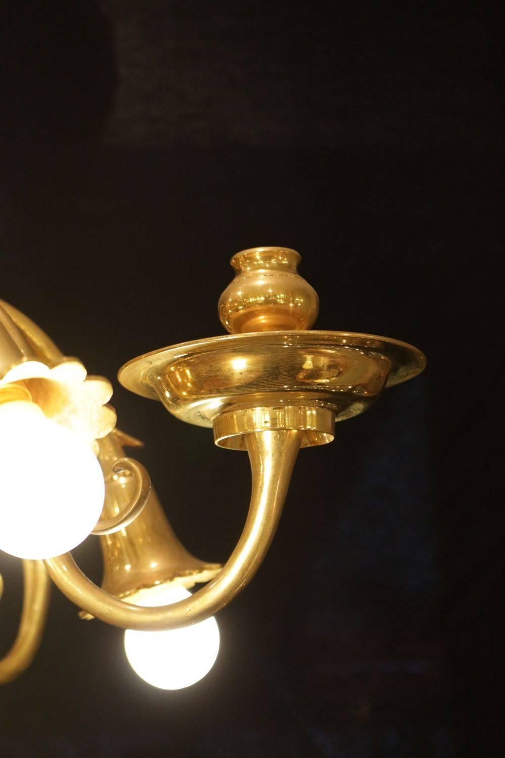 French Solid Brass Dutch Style Chandelier from the 19th Century For Sale