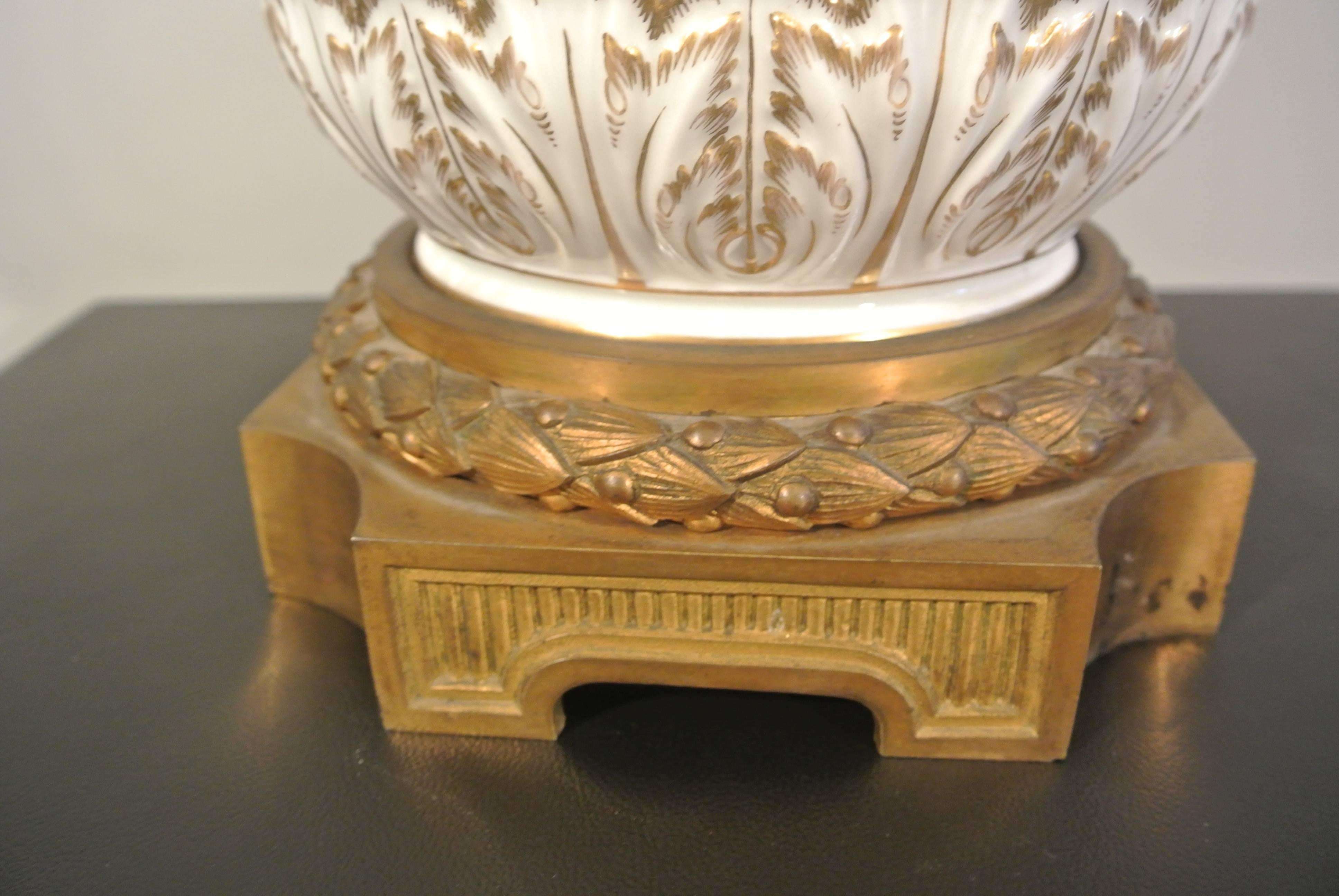 Faience Covered Porcelain Bronze on Gilded Bronze Base from the 19th Century