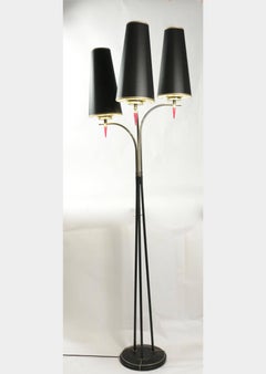 Standing Floor Lamp from the 1960s in Metal Paint and Brass, Three Lights