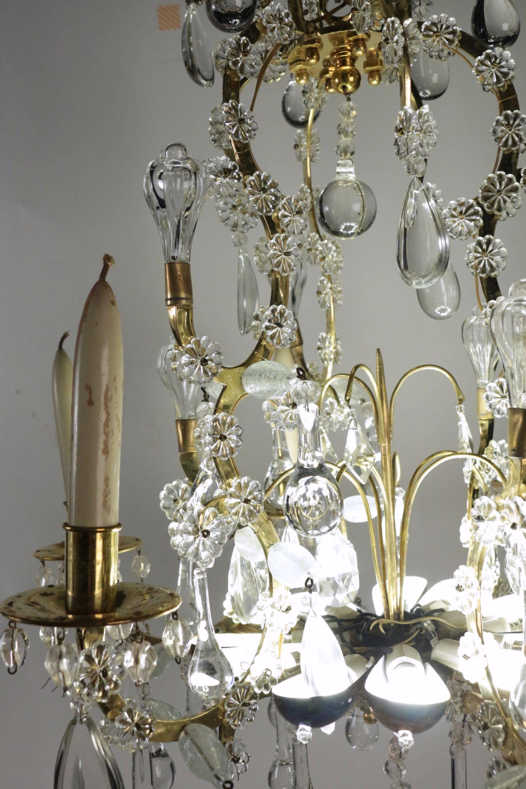 French Chandelier in the Style of Louis XV with Crystal from the 19th Century For Sale