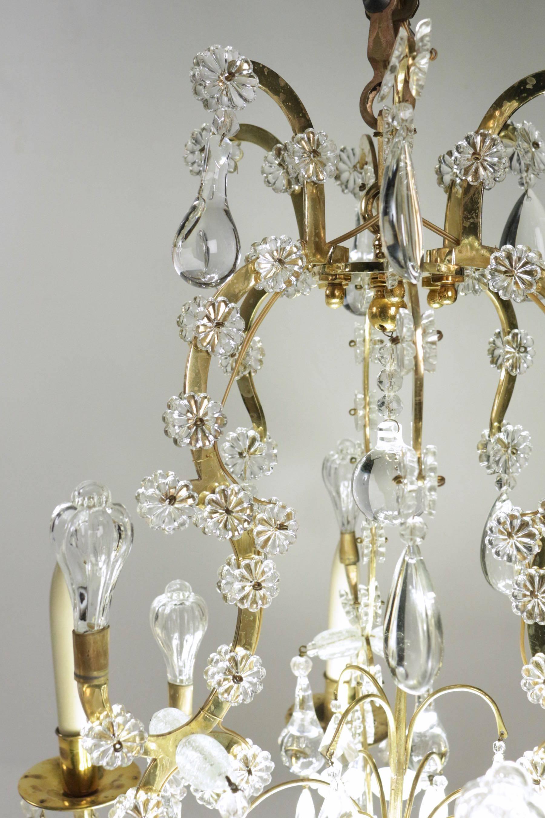 Bronze Chandelier in the Style of Louis XV with Crystal from the 19th Century For Sale