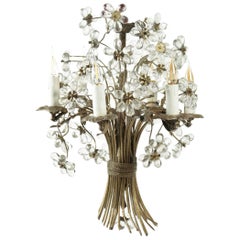 Bronze and Crystal Chandelier Designed as a 'Basket of Flowers'