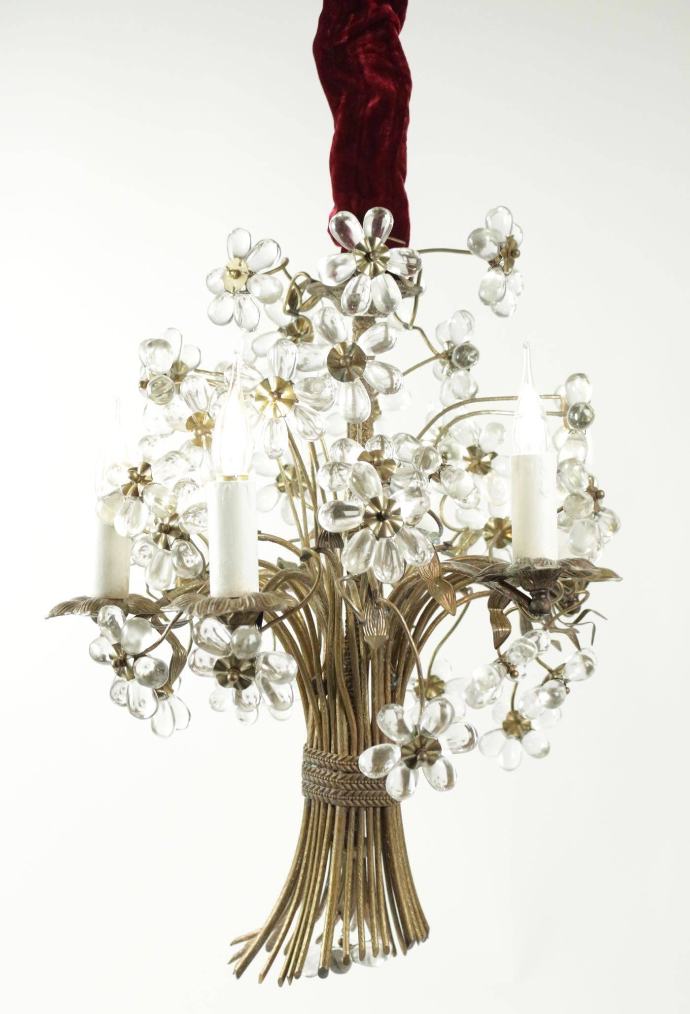 Bronze and Crystal Chandelier Designed as a 'Basket of Flowers' 2