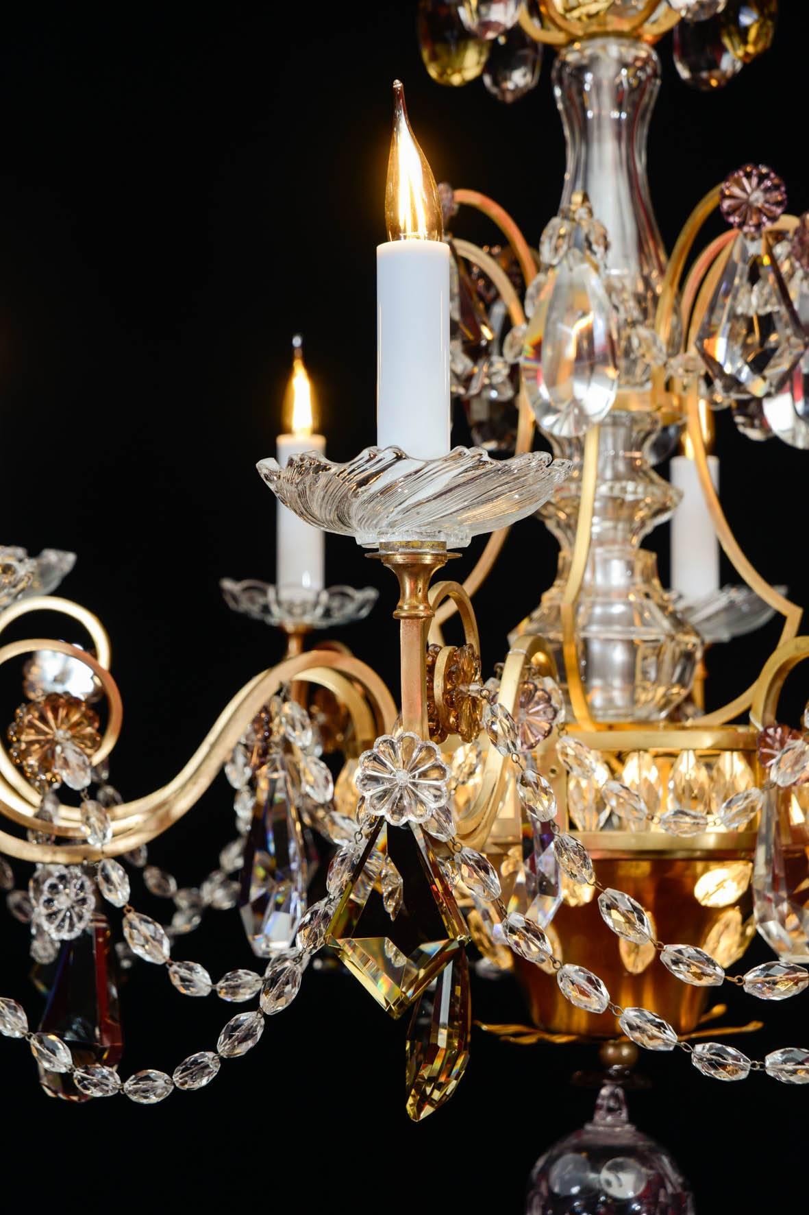 Mid-20th Century Chandelier, 1940, 12 Lights, Crystal, Highly Decorative For Sale