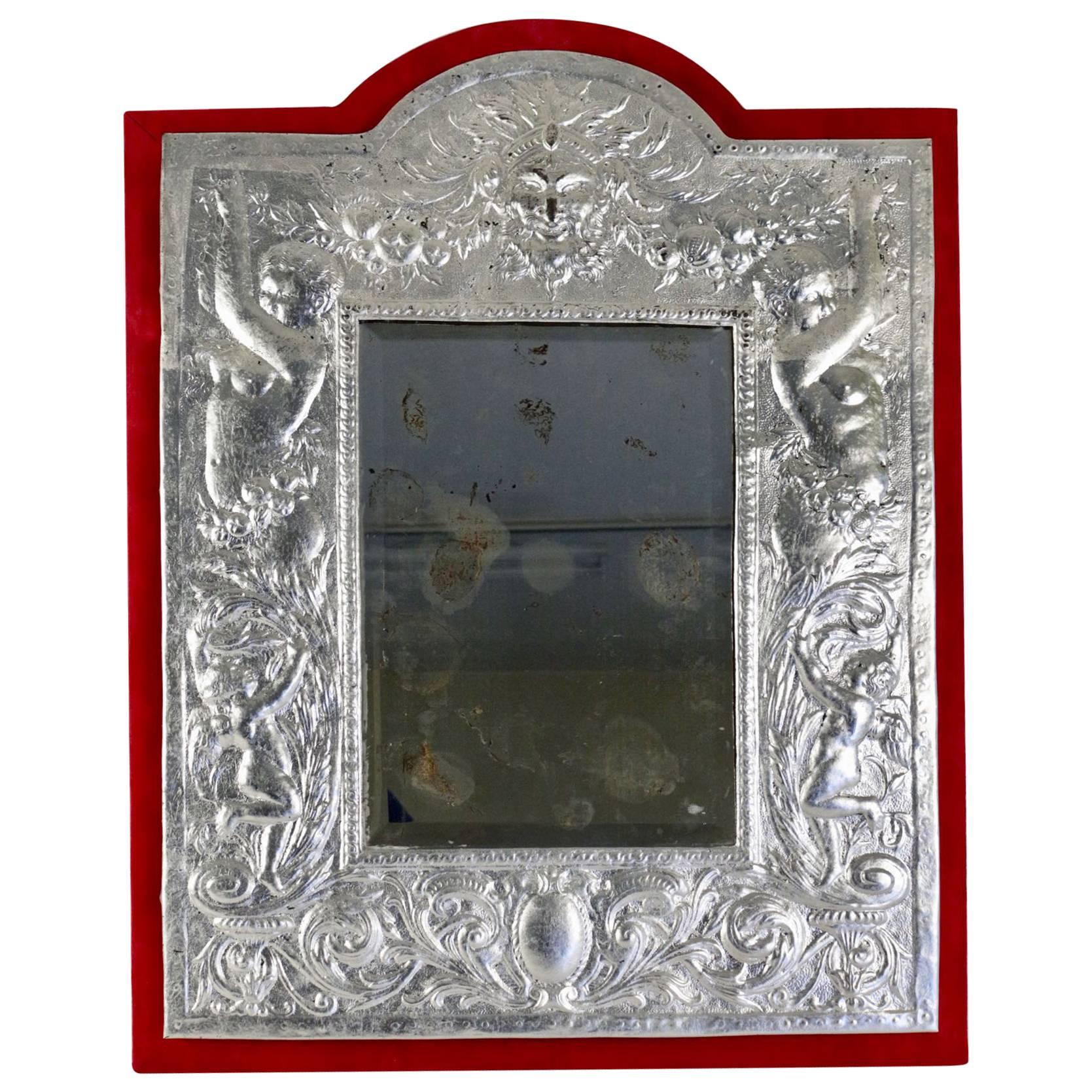 Miroir en métal argenté, XIXe siècle, période Napoléon III en vente