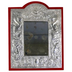 Antique Mirror in Silver Plate, 19th Century, Period Napoleon III