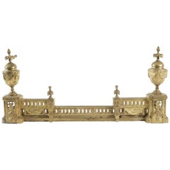 French Fireplace Fender in Gold Gilt Bronze