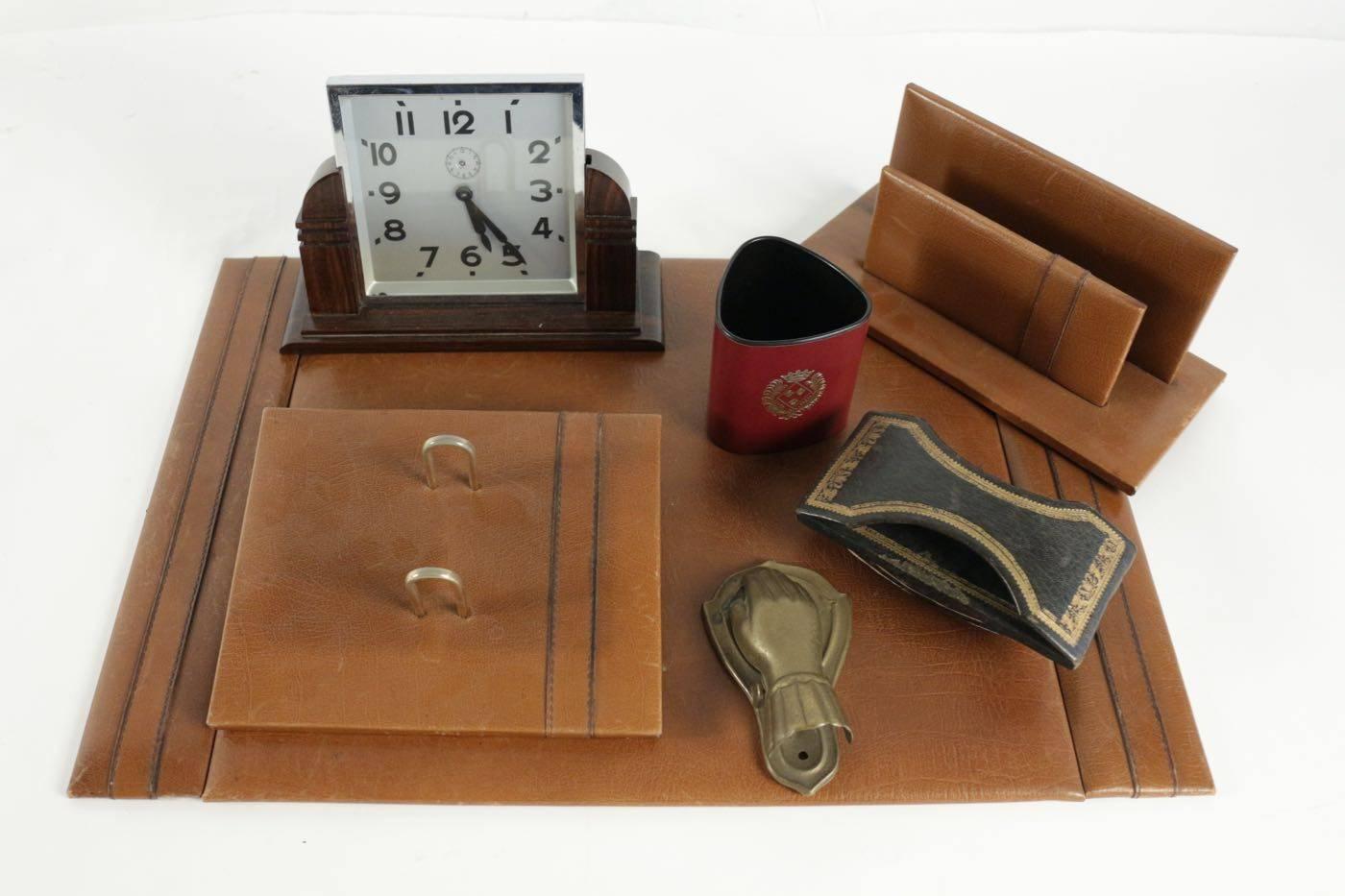 Complete 1940s Desk Set Including Clock 1