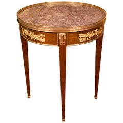 Pedestal Louis XVI Style Mahogany and Gilt Bronze, Marble-Top, 19th Century