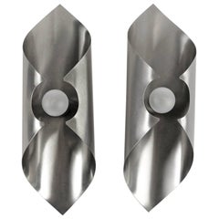 Pair of Stainless Steel Sconces, circa 1970