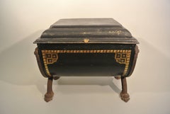 Unusual English Antique Painted Coal Scuttle from the 19th Century