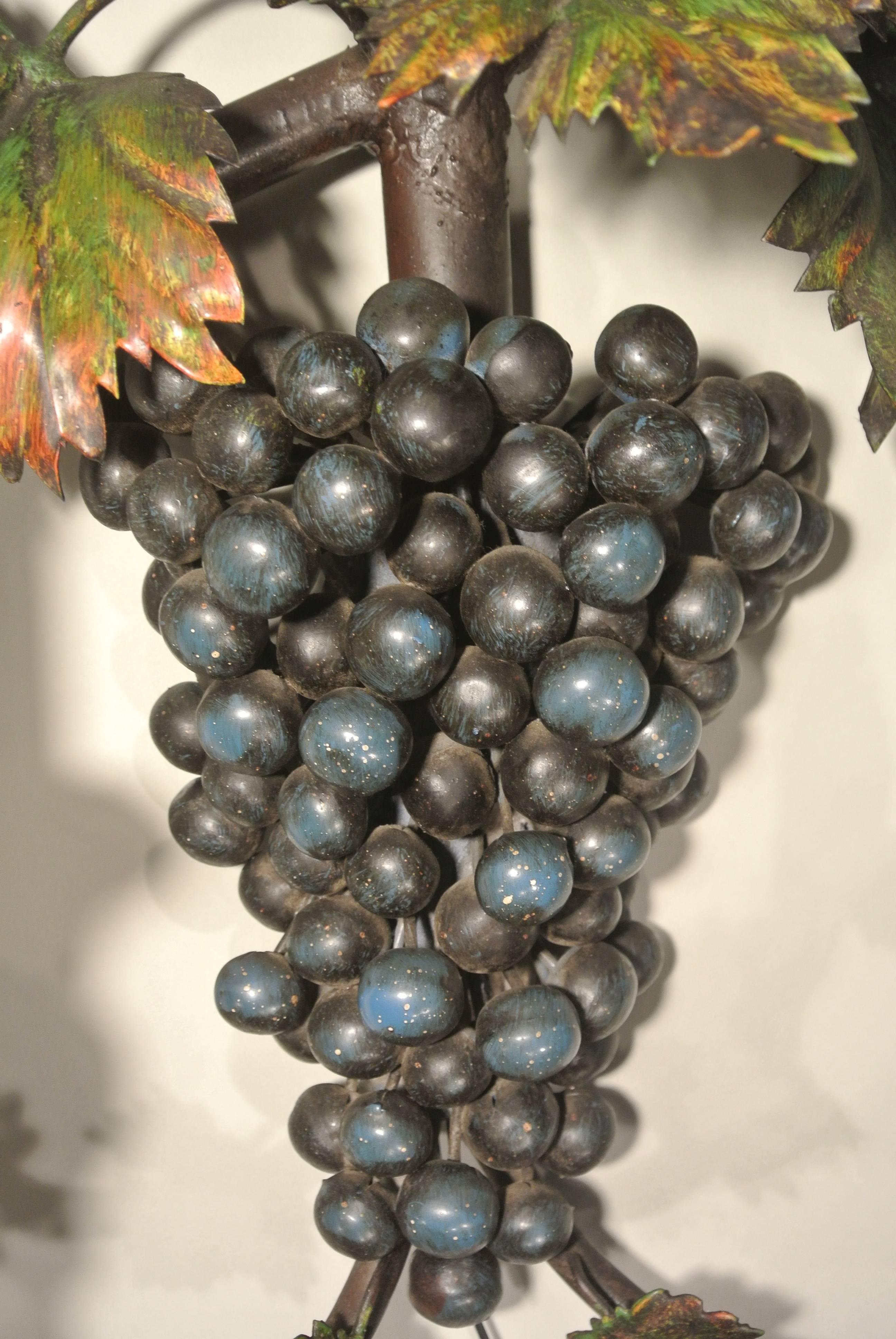 French Unusual ‘Grapes’ Sconce Painted with Metal and Wood Paint, circa 1960