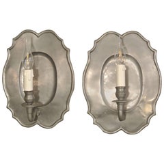 Nice Pair of French Pewter Sconces from the 20th Century