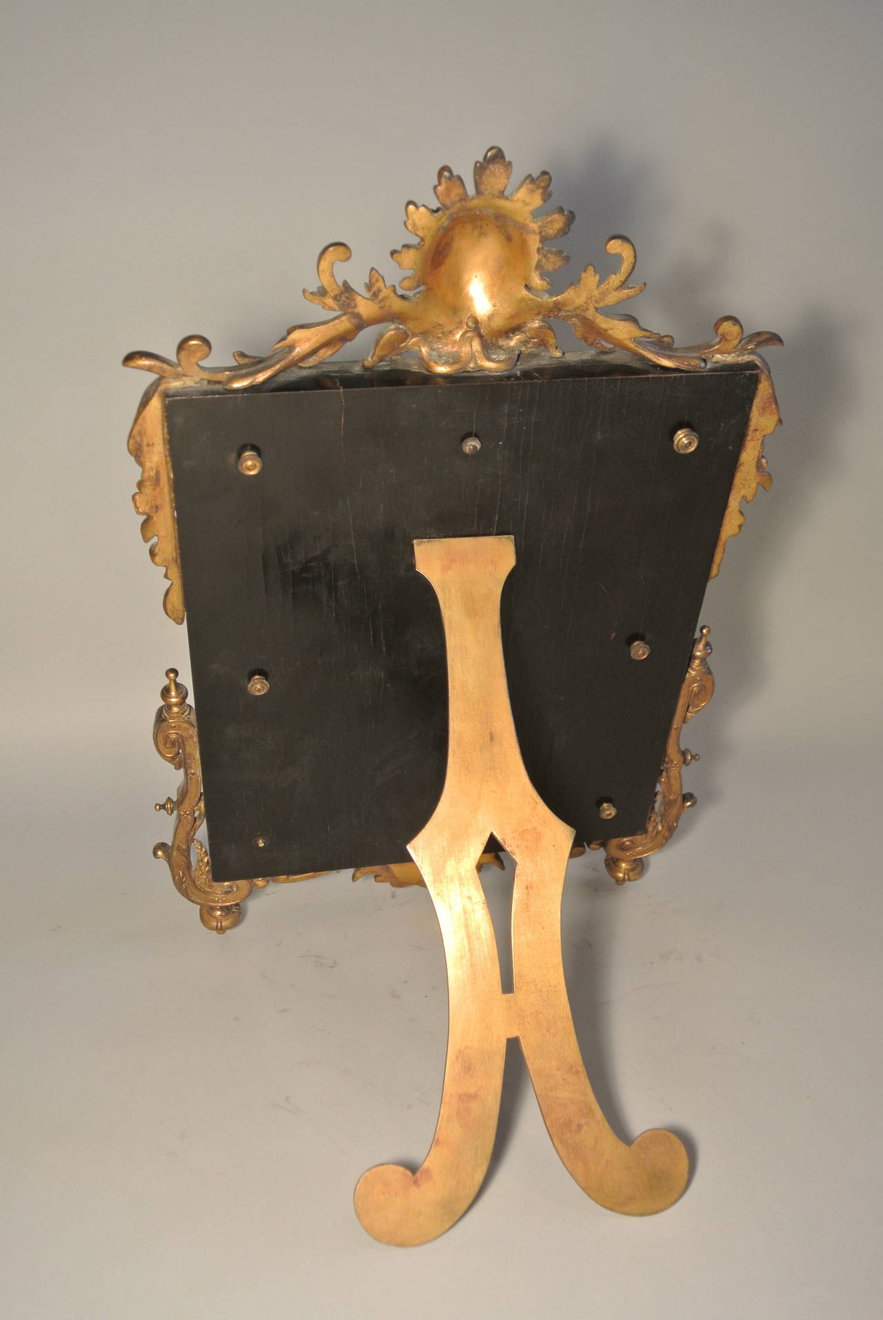 Napoleon III Table Mirror Ormolu on Ebony, Beveled Mirror and Gilded Bronze For Sale