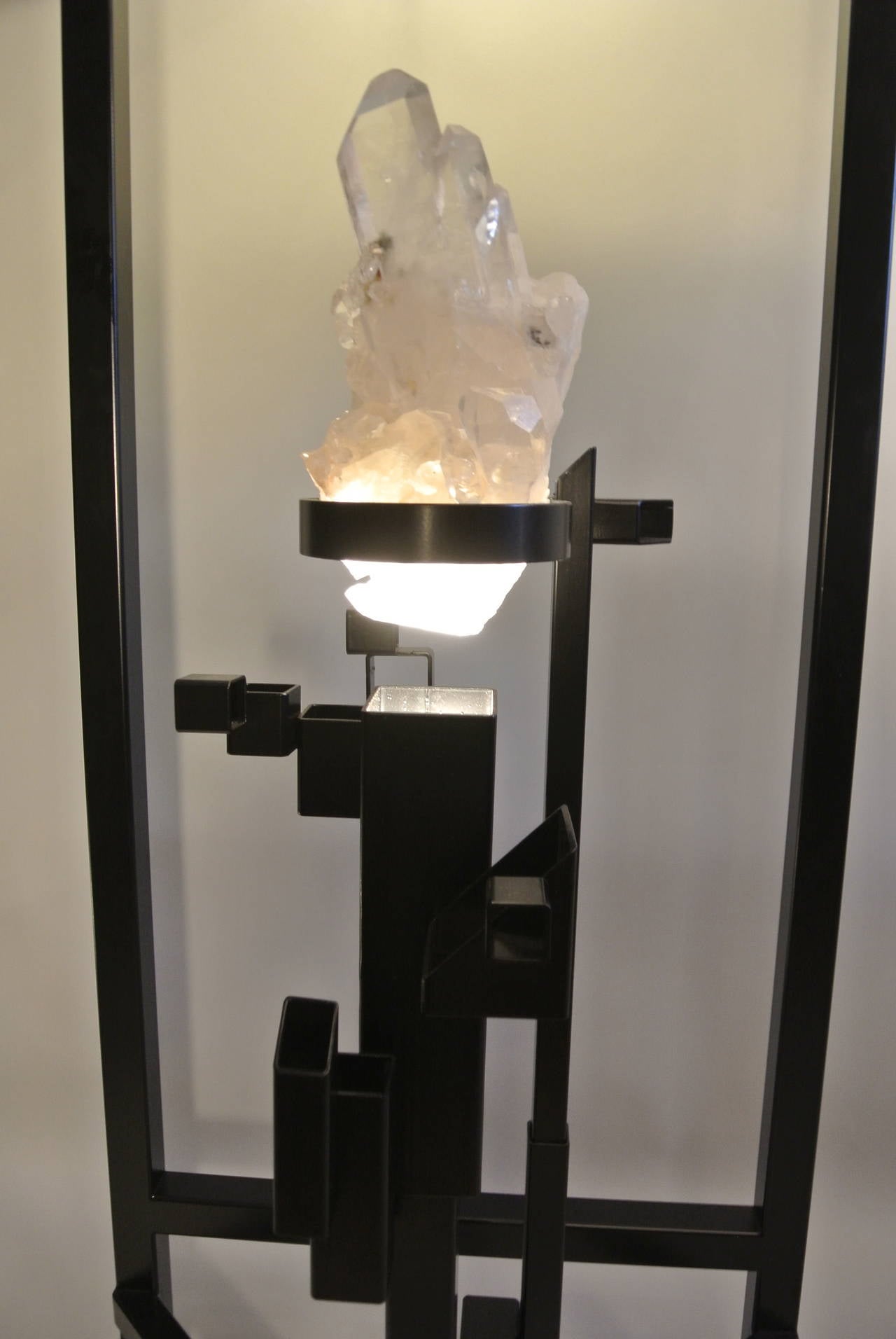 French Pair of Painted Metal and Rock Crystal Floor Lamps of the 21st Century