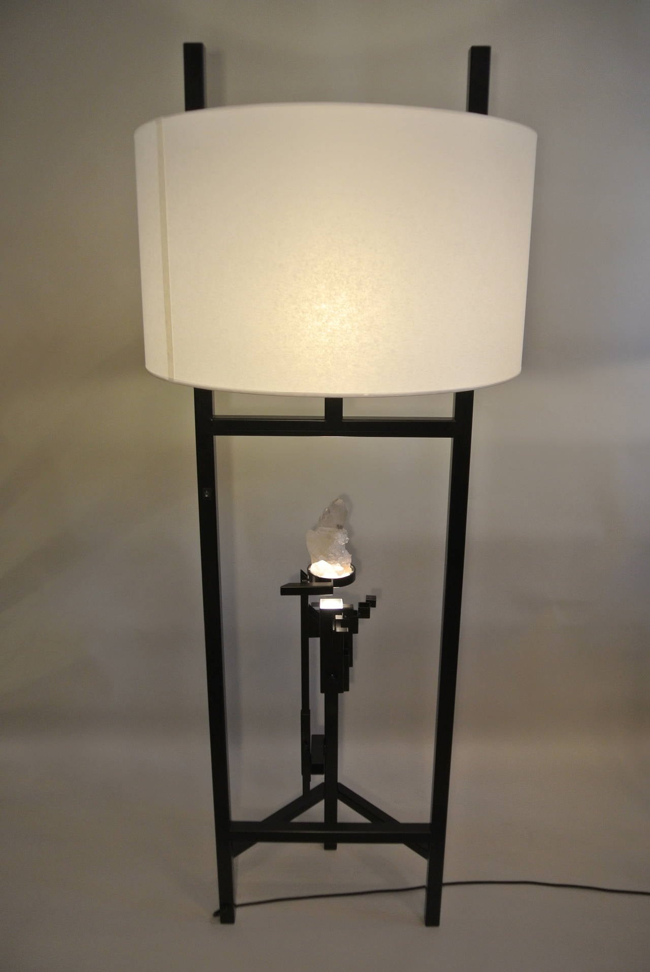 Pair of Painted Metal and Rock Crystal Floor Lamps of the 21st Century 4