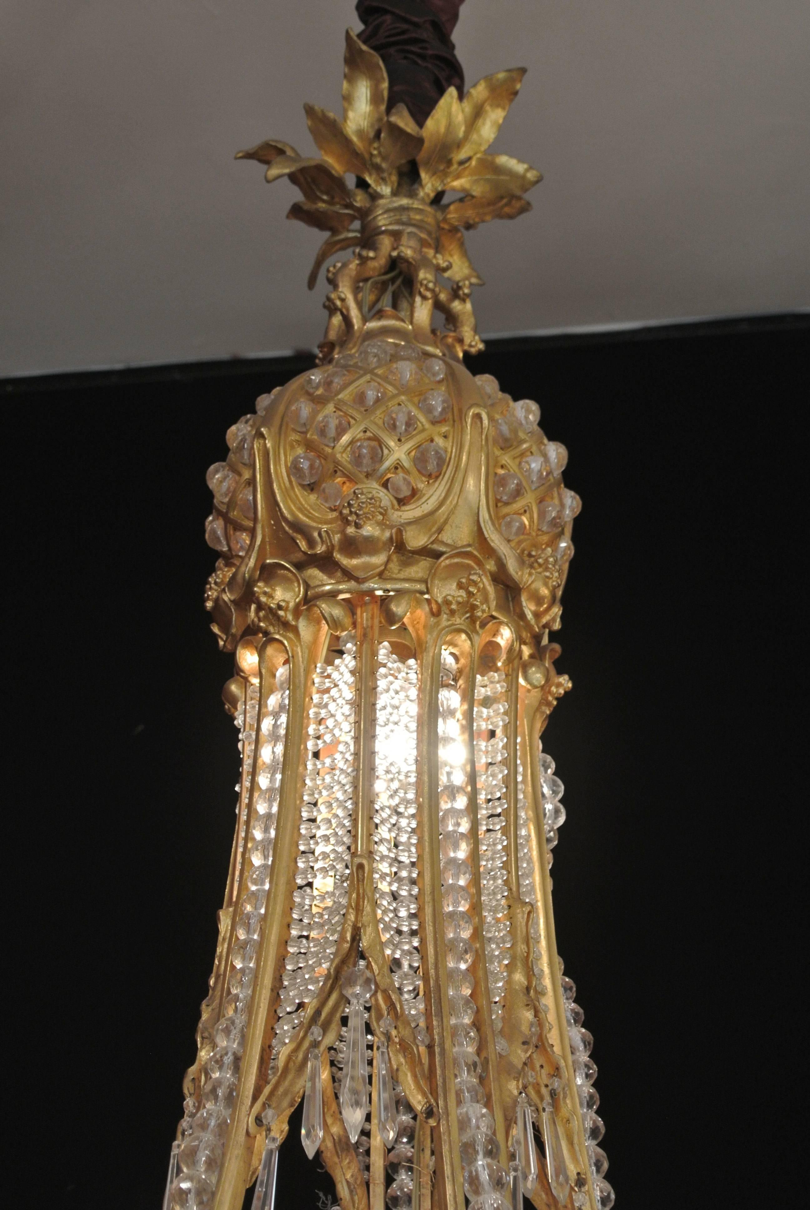 Napoleon III Exceptional Quality Large French Chandelier in Bronze Core and Cut Crystal.