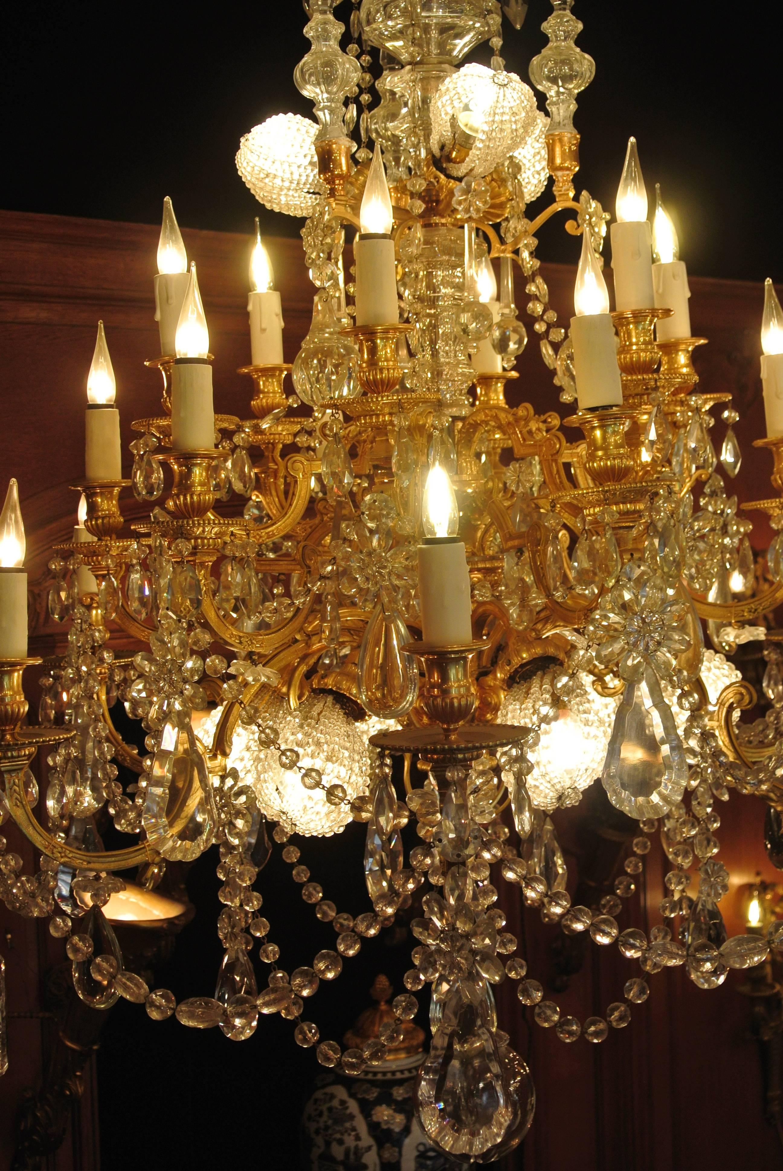 Napoleon III A Fine Important Baccarat Crystal Chandelier in Bronze Dore and Carved Crystal