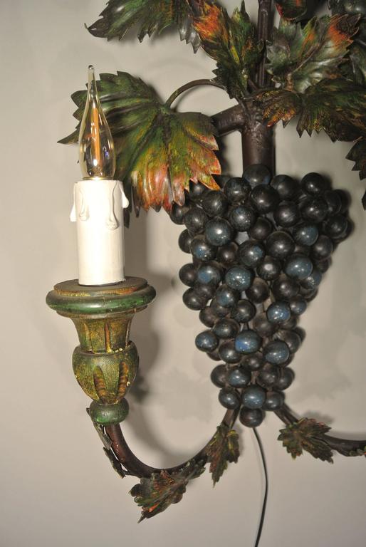 Unusual ?Grapes? Sconce Painted with Metal and Wood Paint, circa 1960 For Sale at 1stdibs