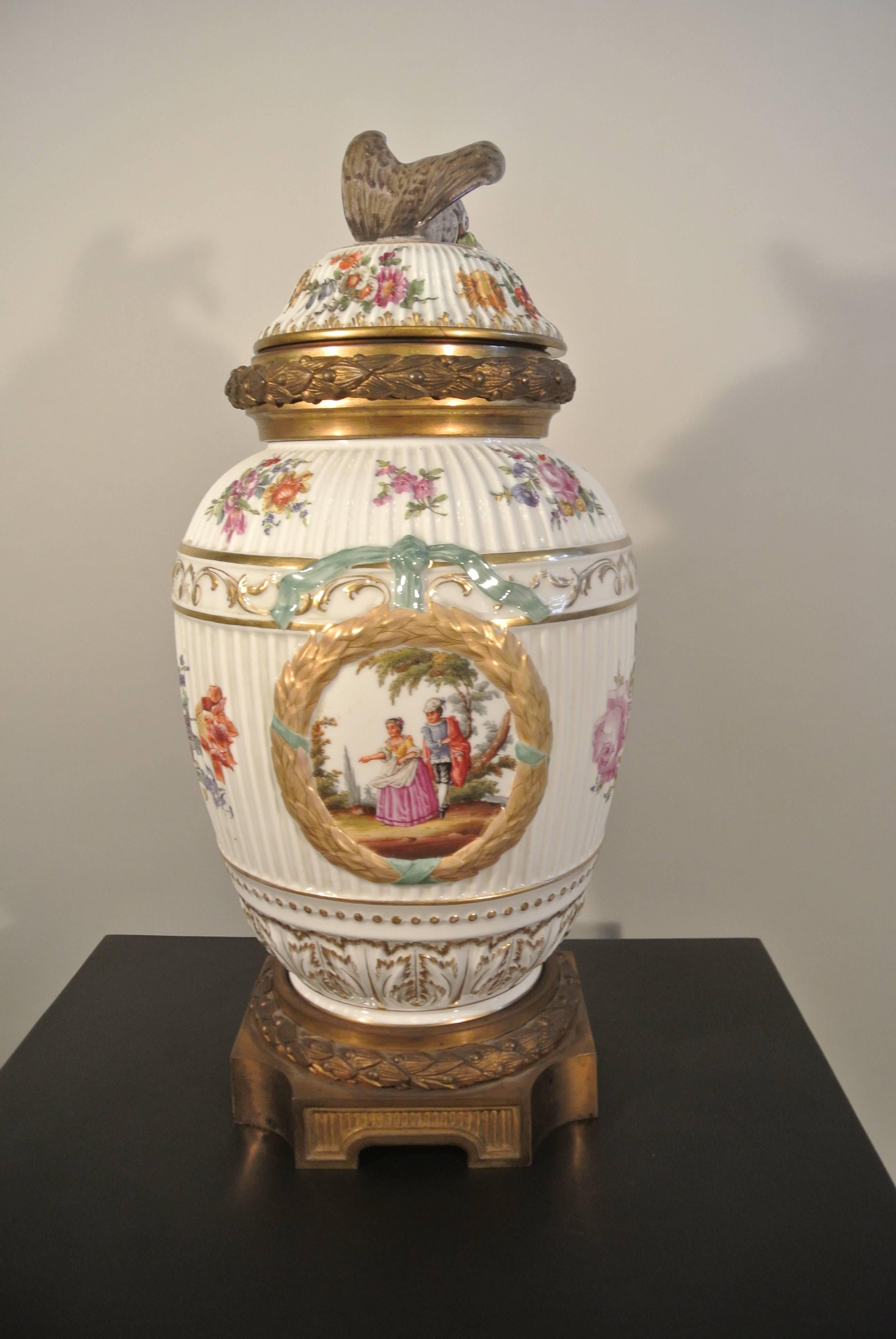 Late 19th Century Covered Porcelain Bronze on Gilded Bronze Base from the 19th Century