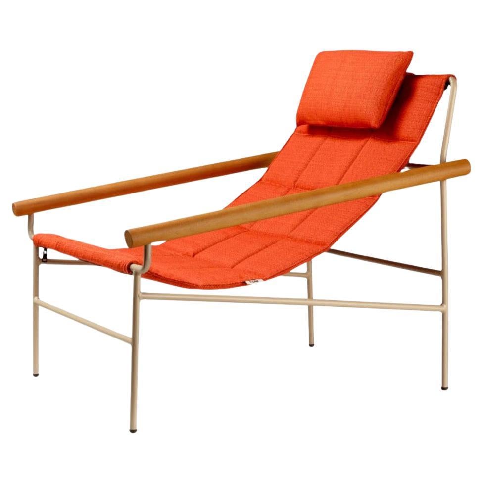 21st Century Carrés Orange Terracotta Fabric Armchair Indoor Outdoor Metal For Sale