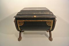 Unusual English Antique Painted Coal Scuttle from the 19th Century