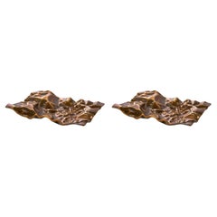 Pair of Patinated Brass Trays, Modern Design.