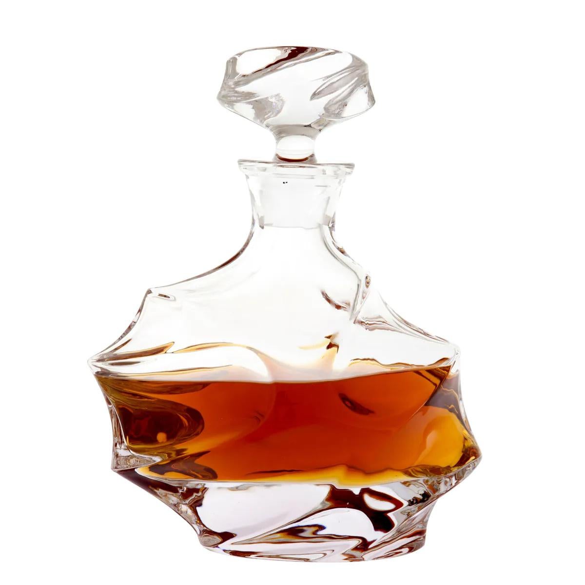 Set of Two 1920s-Style Crystal Decanters and Eight Glasses. In New Condition For Sale In Saint-Ouen, FR