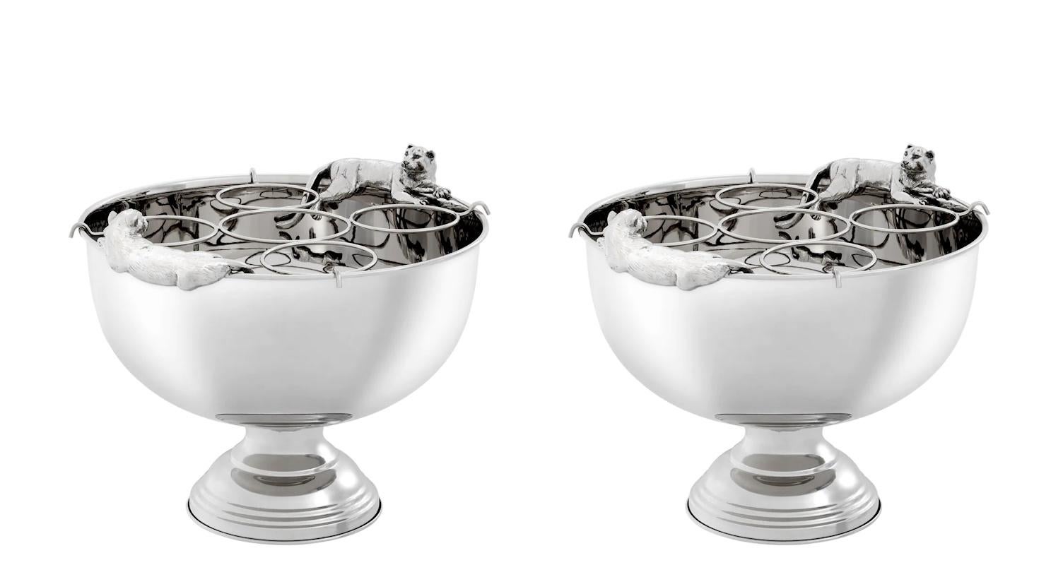 Ein Paar versilberte Champagner-Eimer mit schickem Design. im Zustand „Neu“ im Angebot in Saint-Ouen, FR