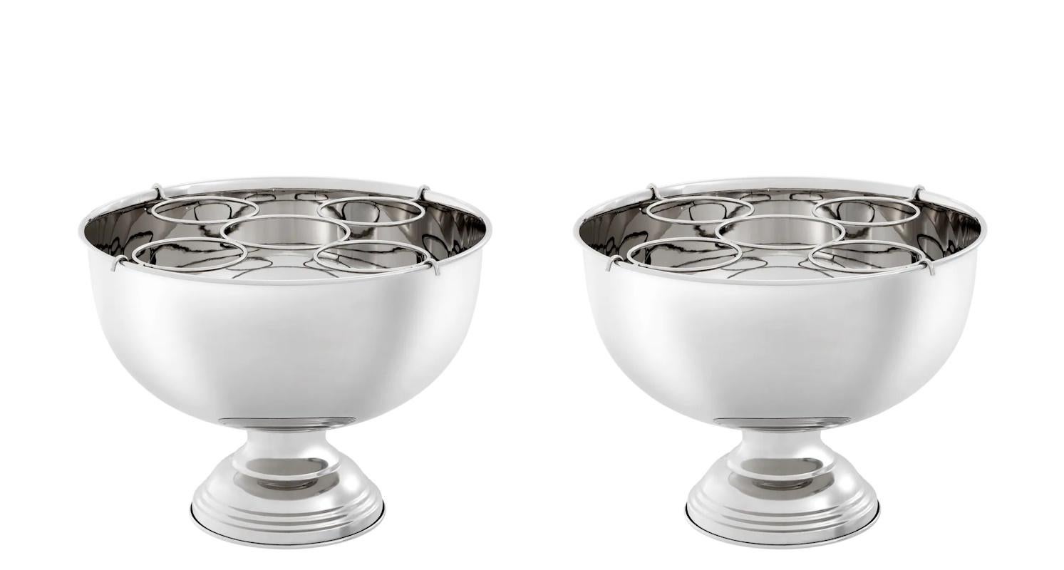 Ein Paar glamouröser versilberter Champagner-Eimer. (Moderne) im Angebot