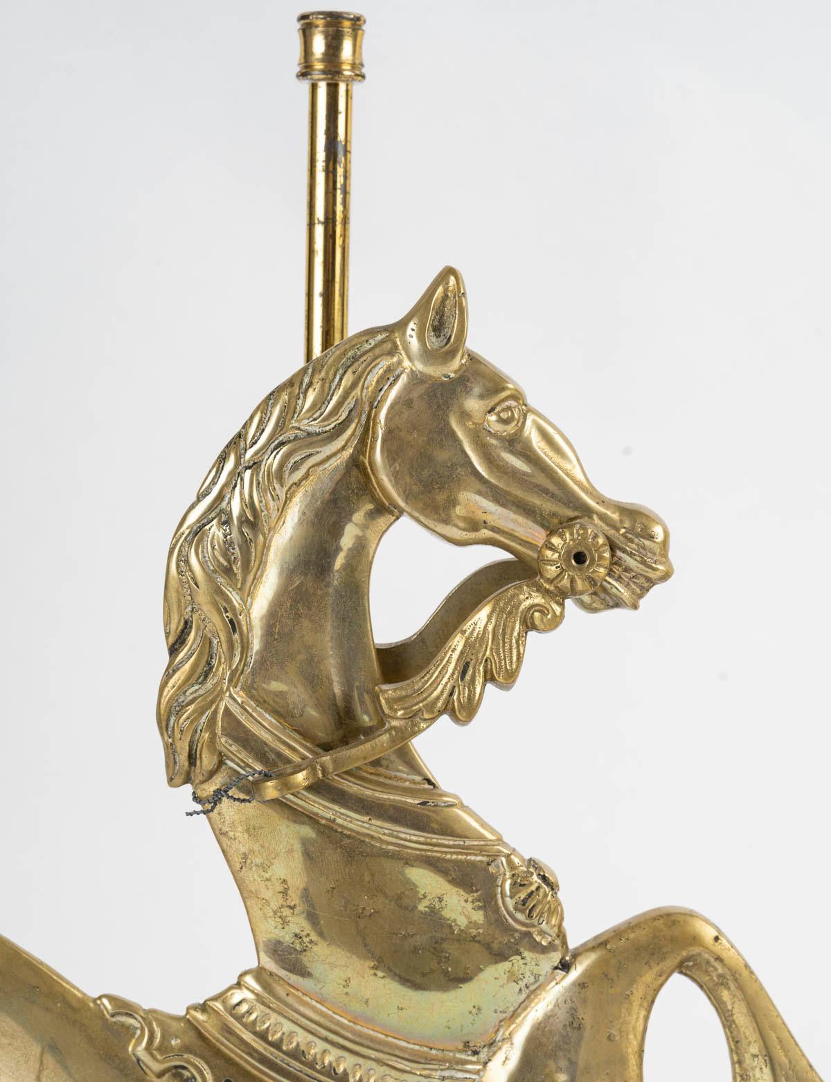 Mid-Century moderno Coppia di basi per lampade in marmo e bronzo, XX secolo. in vendita