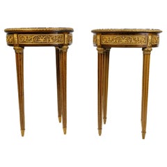 Paire de guéridons de style Louis XVI, période Napoléon III, XIXe siècle.