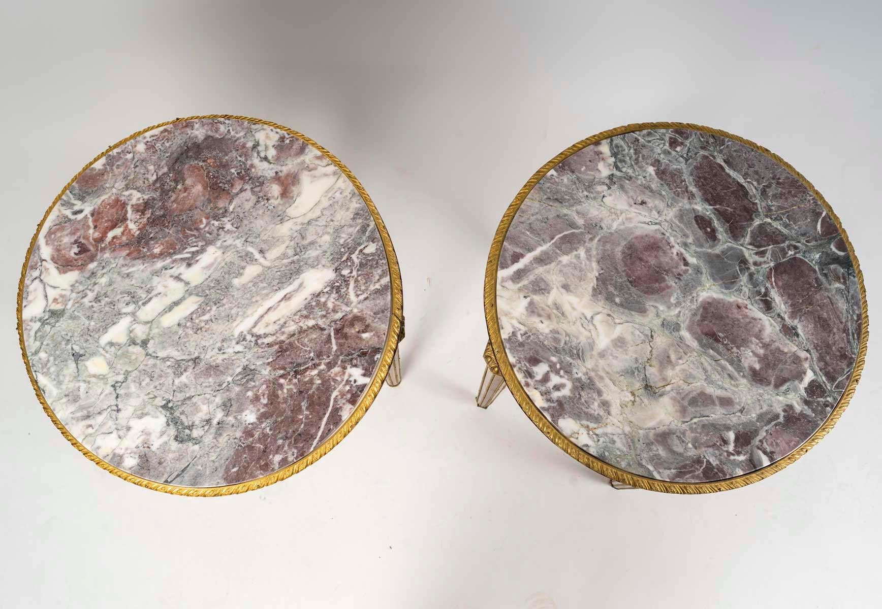 Paire de guéridons de style Louis XVI, période Napoléon III, XIXe siècle. en vente 1