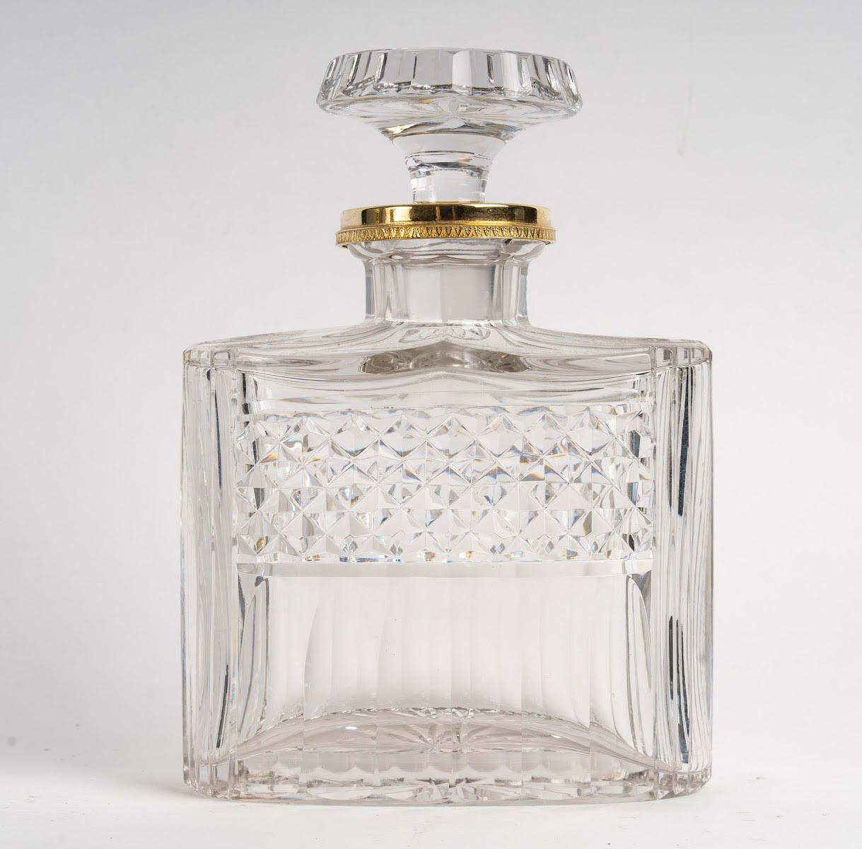 Beeindruckendes Aperitif-Set aus 24 Karat vergoldetem Metall und Kristall, Napoleon III. (Vergoldung) im Angebot