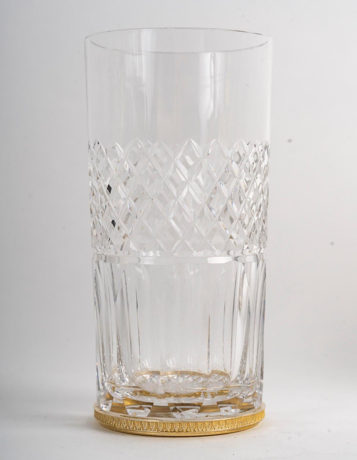 Beeindruckendes Aperitif-Set aus 24 Karat vergoldetem Metall und Kristall, Napoleon III. (Französisch) im Angebot