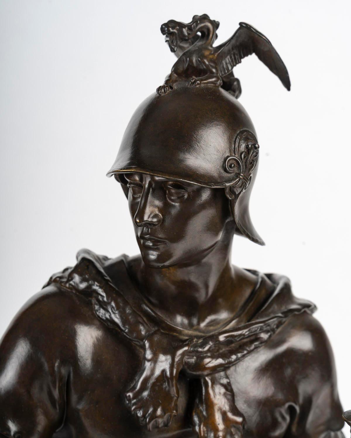 Sculpture en bronze patiné de Paul Dubois, XIXe siècle, période Napoléon III. en vente 3