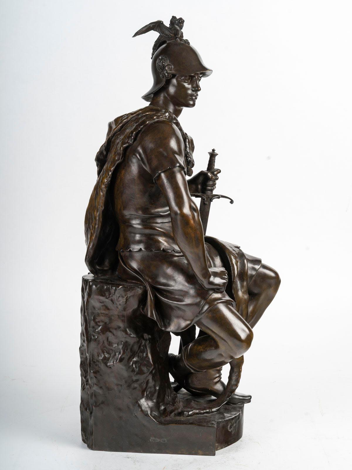 Français Sculpture en bronze patiné de Paul Dubois, XIXe siècle, période Napoléon III. en vente