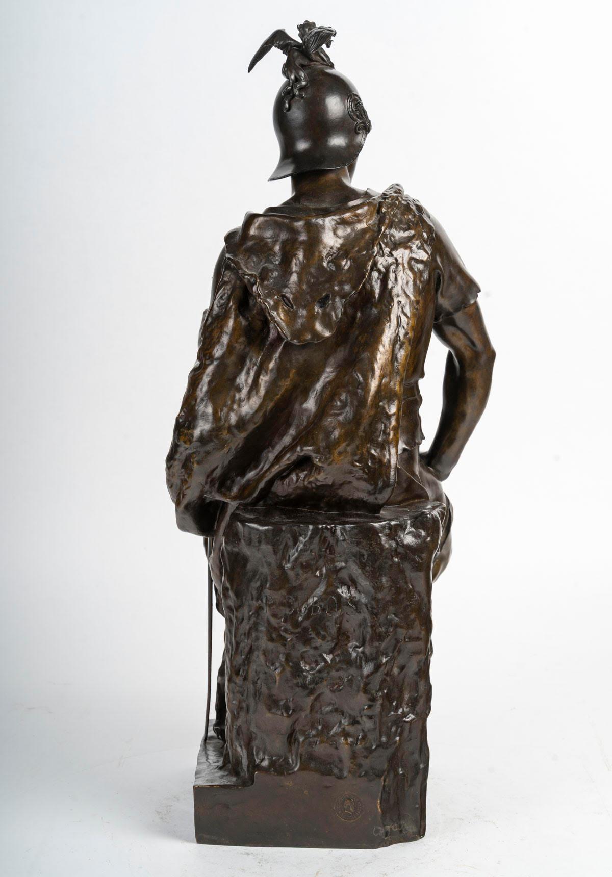 Sculpture en bronze patiné de Paul Dubois, XIXe siècle, période Napoléon III. Bon état - En vente à Saint-Ouen, FR