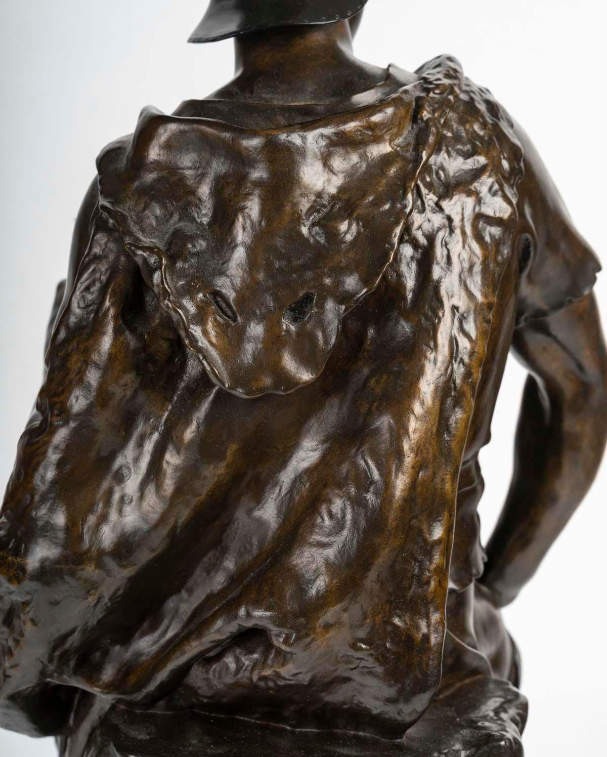 Sculpture en bronze patiné de Paul Dubois, XIXe siècle, période Napoléon III. en vente 4