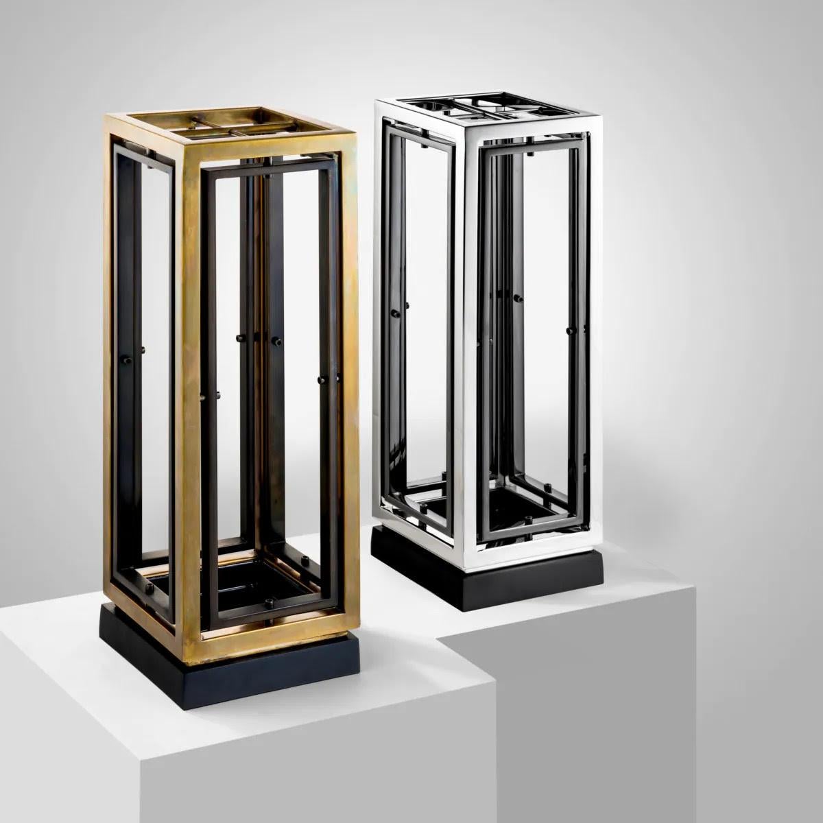 Moderne Paire de porte-parapluies géométriques, finition laiton patiné et bronze. en vente