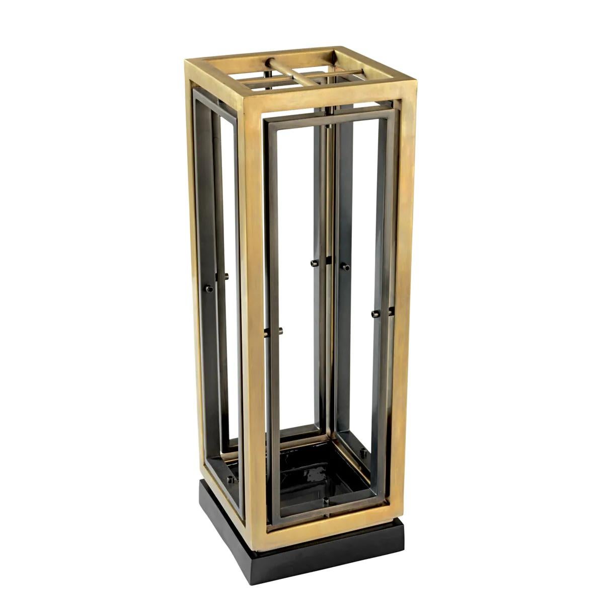Laiton Paire de porte-parapluies géométriques, finition laiton patiné et bronze. en vente