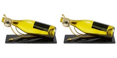 Pair of Modern Gold Metal and Glass Anemone Wine Rest