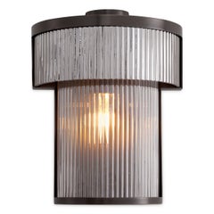 Set of Two Wall Sconce in Bronze Highlight Finish with Fluted Smoke Glass